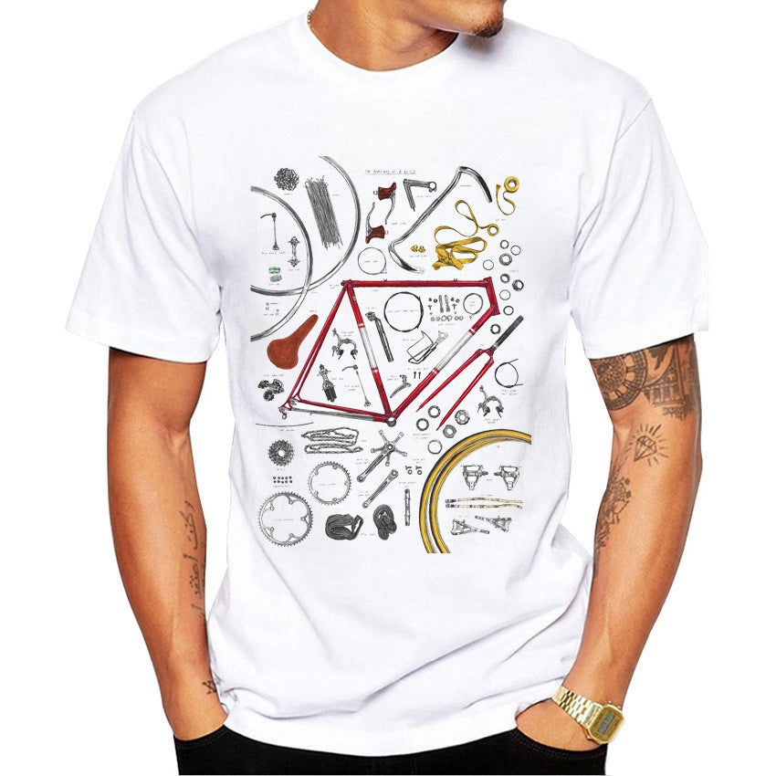 Men's T‑Shirt con Stampa Retro Bike – Maglietta Uomo Sportiva Vintage