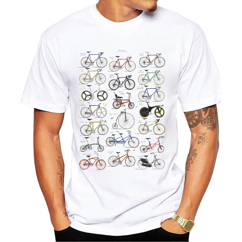 Men's T‑Shirt con Stampa Retro Bike – Maglietta Uomo Sportiva Vintage