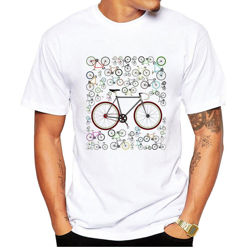 Men's T‑Shirt con Stampa Retro Bike – Maglietta Uomo Sportiva Vintage
