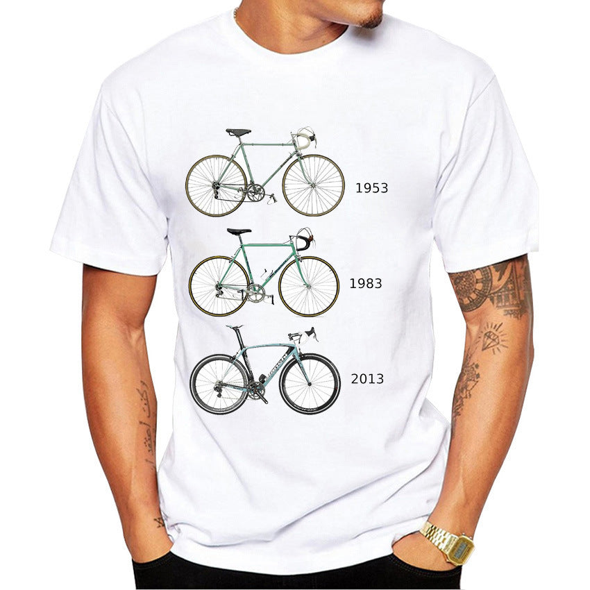 Men's T‑Shirt con Stampa Retro Bike – Maglietta Uomo Sportiva Vintage